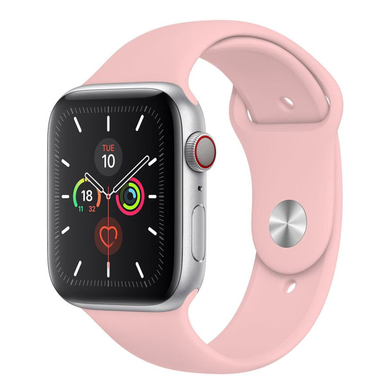 An retro rose pink colour silicone watch strap sport band on an Apple watch series 10 46mm and 42mm and Ultra 2