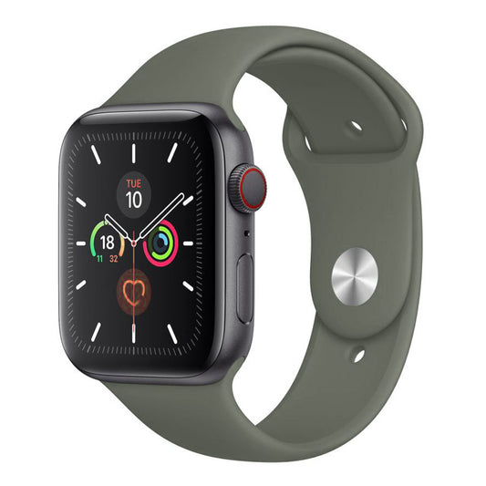 A khaki green Colour silicone watch strap sport band on an Apple watch series 10 46mm and 42mm and Ultra 2