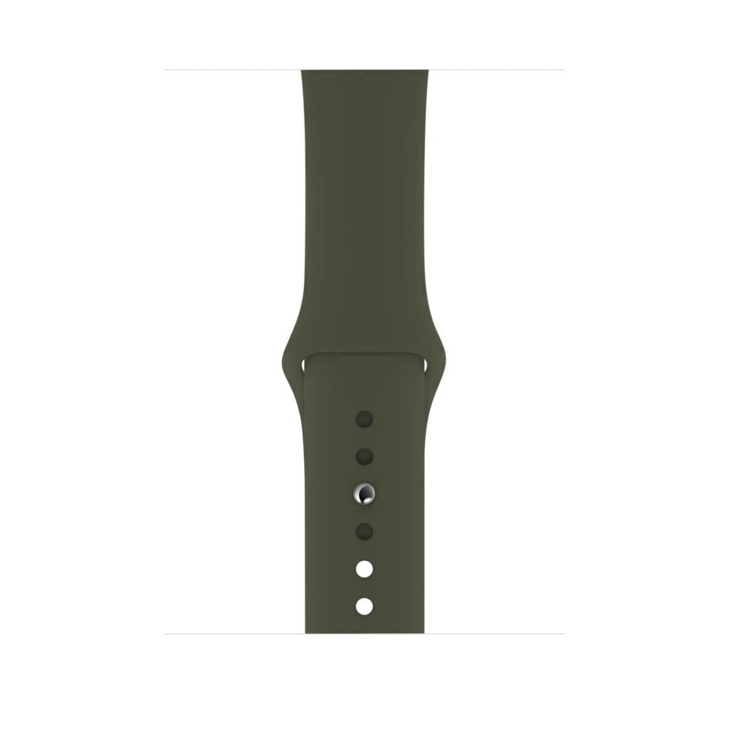 A khaki green Colour silicone watch strap sport band on an Apple watch series 10 46mm and 42mm and Ultra 2