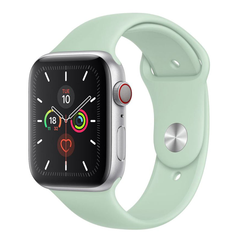 A light green Colour silicone watch strap sport band on an Apple watch series 10 46mm and 42mm and Ultra 2