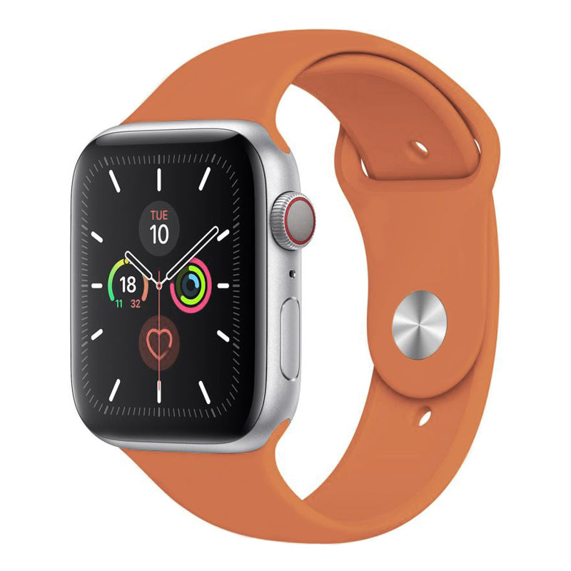 A dark orange Colour silicone watch strap sport band on an Apple watch series 10 46mm and 42mm and Ultra 2