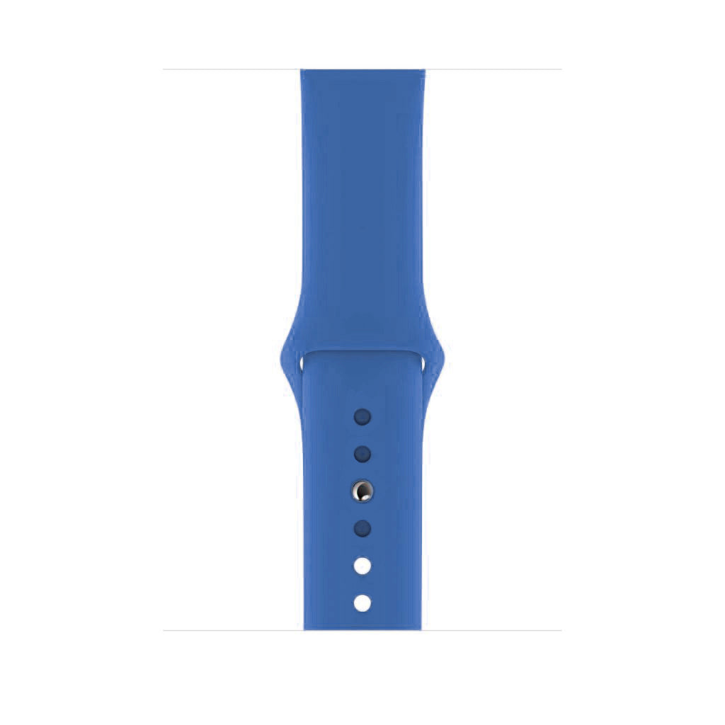 An blue colour silicone watch strap sport band on an Apple watch series 10 46mm and 42mm and Ultra 2