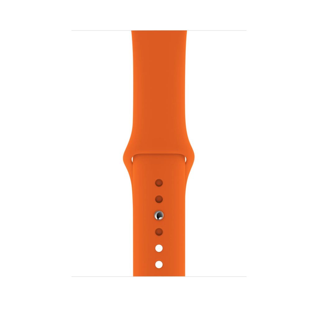 An orange colour silicone watch strap sport band on an Apple watch series 10 46mm and 42mm and Ultra 2