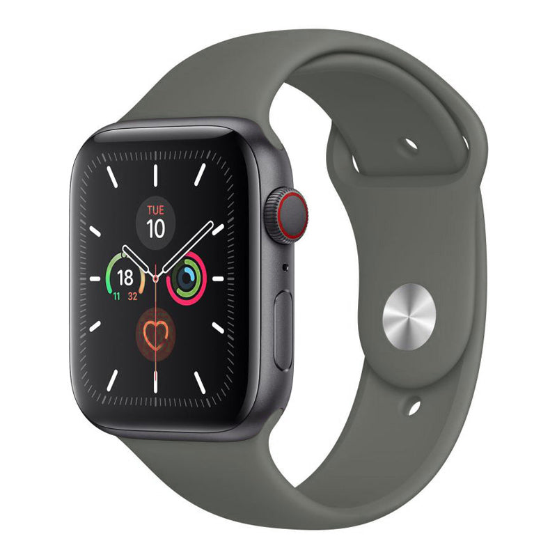 A dark olive Colour silicone watch strap sport band on an Apple watch series 10 46mm and 42mm and Ultra 2
