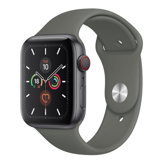 A dark olive Colour silicone watch strap sport band on an Apple watch series 10 46mm and 42mm  and Ultra 2