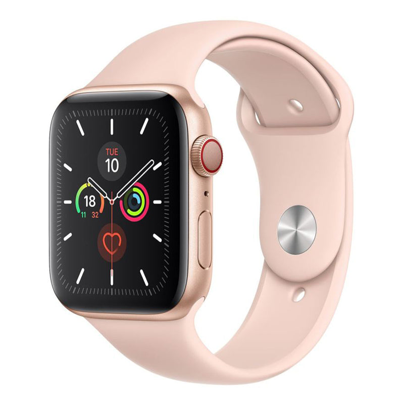 A Pink sand Colour silicone watch strap sport band on an Apple watch series 10 46mm and 42mm and Ultra 2