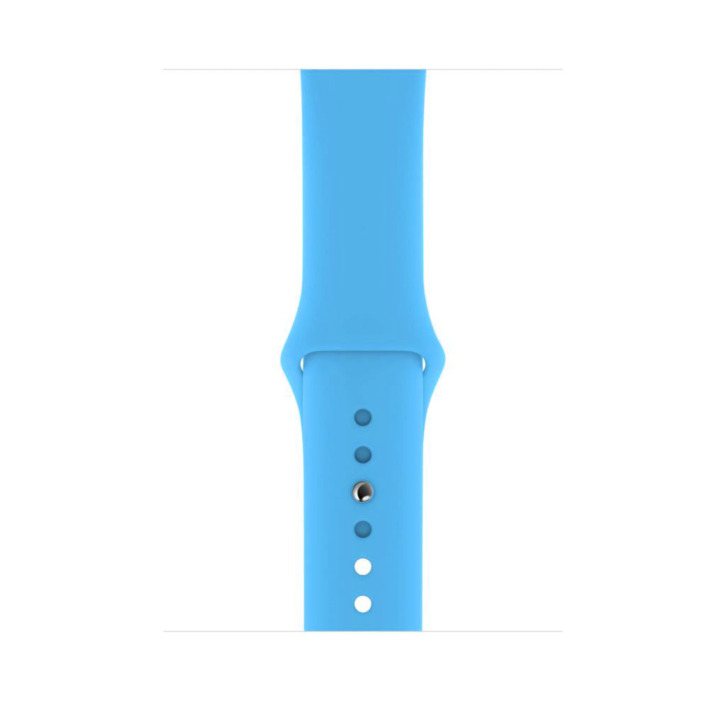 A blue watch band made from silicone for apple watch series 10 42mm and 46mm displayed