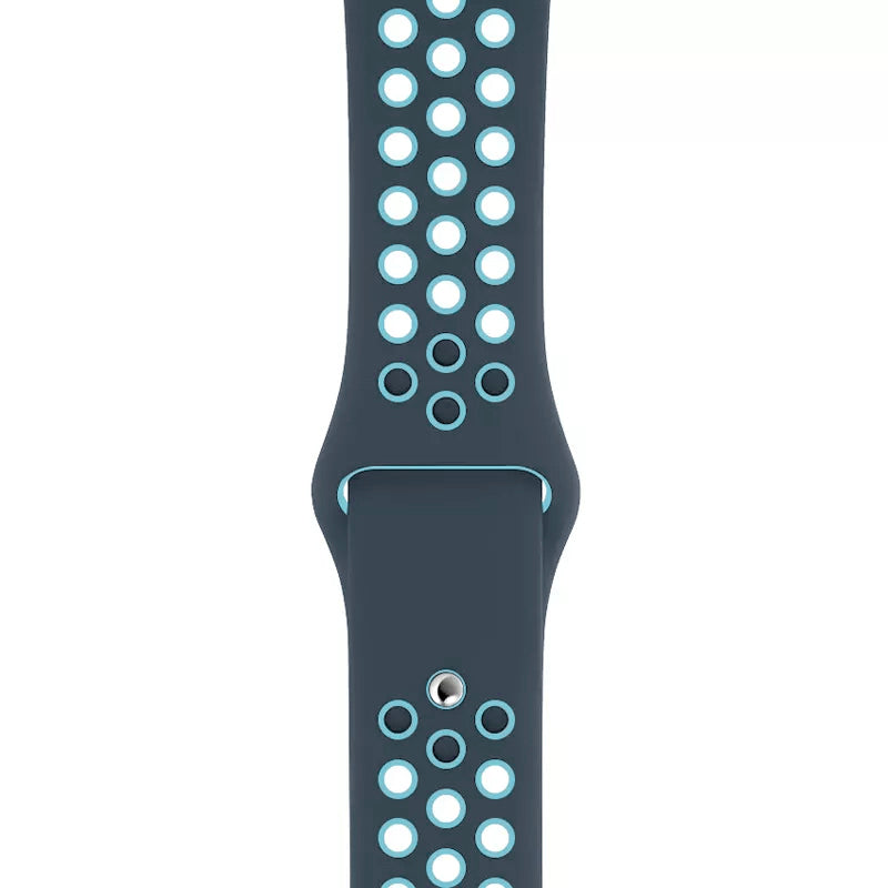dark green blue silicone watch strap for apple watch series 11 42mm 46mm with perforated holes for breathing while running and active sports