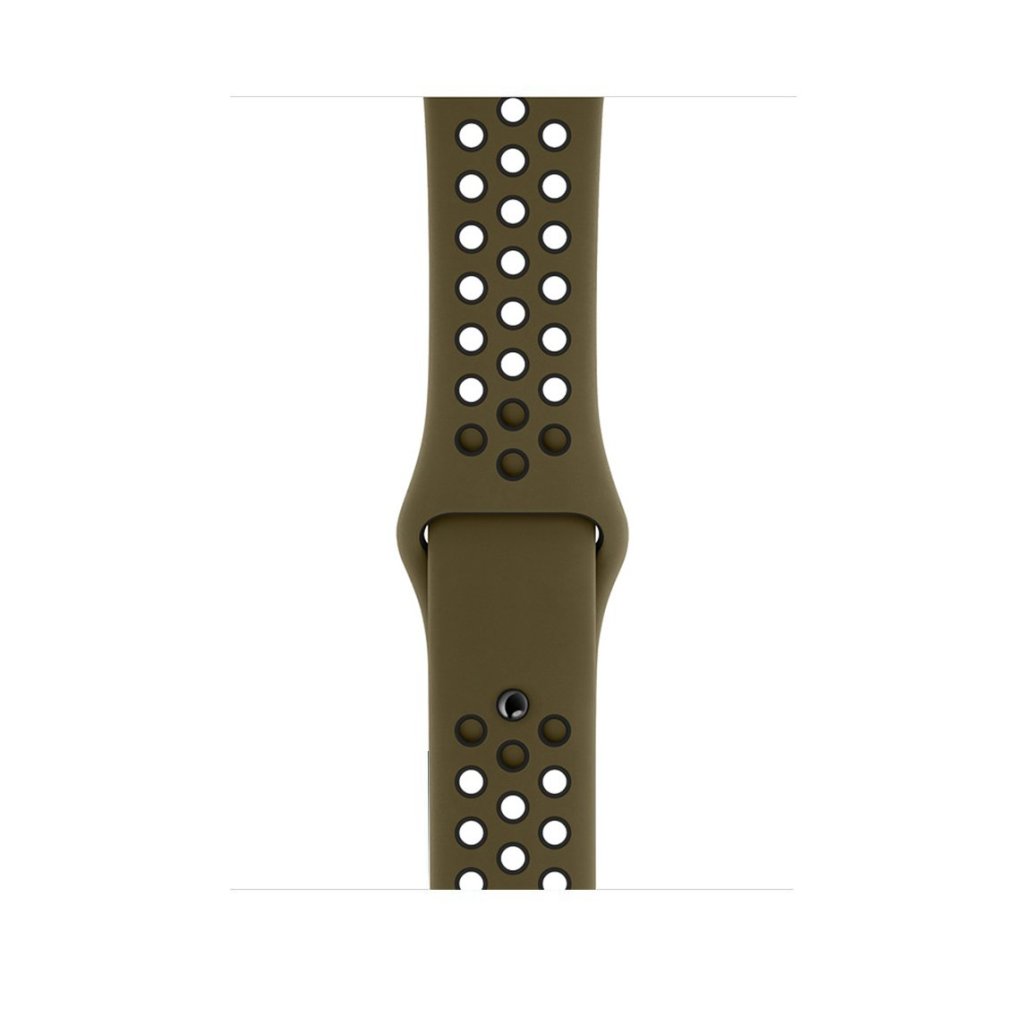 olive green black silicone watch strap for apple watch series 11 42mm 46mm with perforated holes for breathing while running and active sports