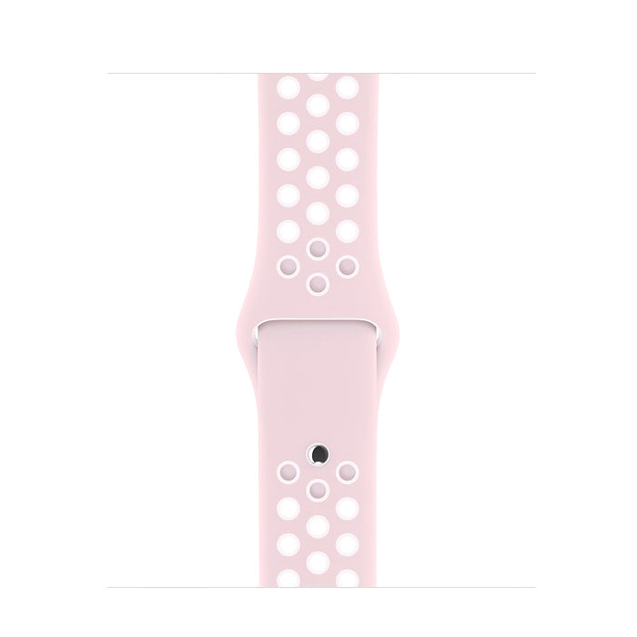 light pink white silicone watch strap for apple watch series 11 42mm 46mm with perforated holes for breathing while running and active sports