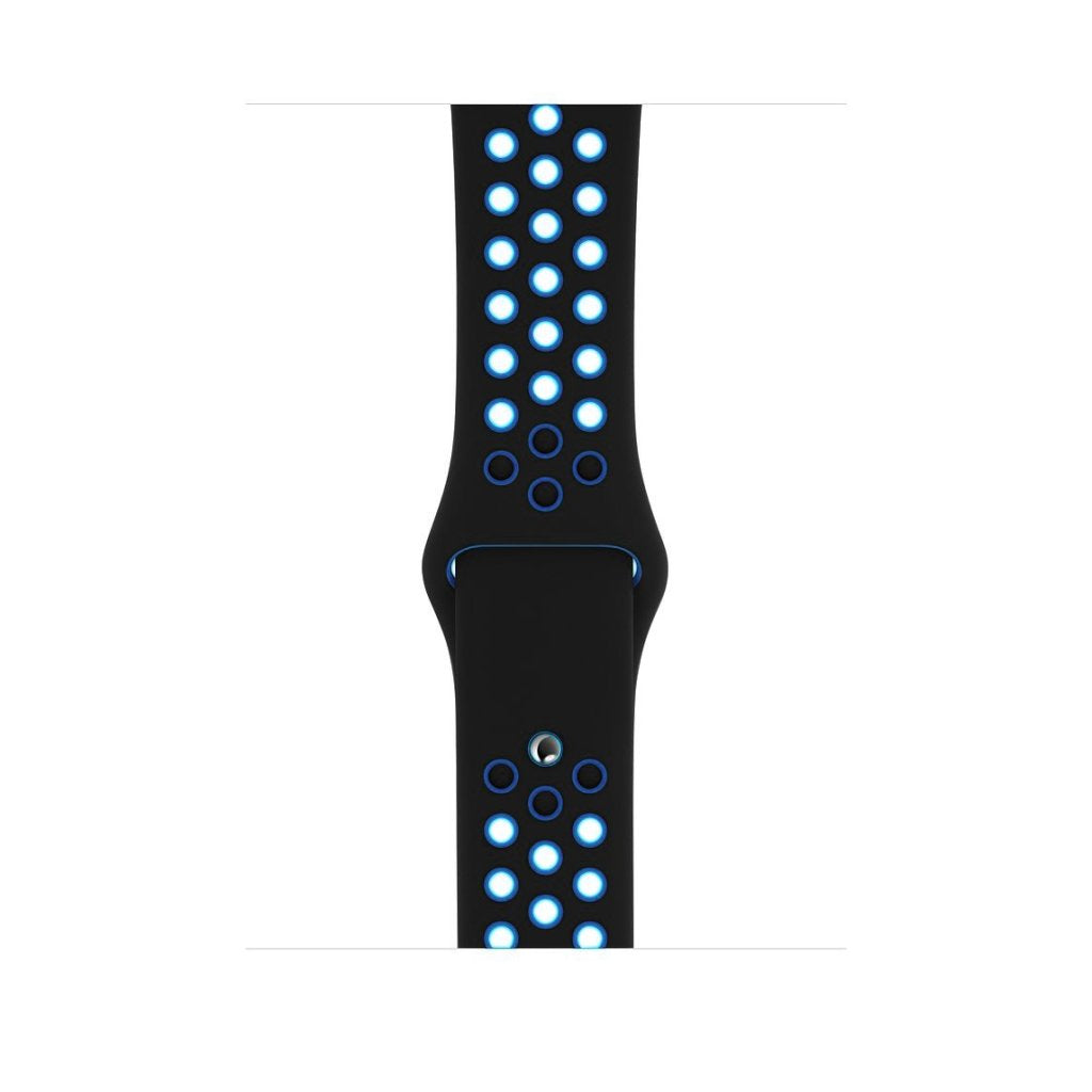 black blue silicone watch strap for apple watch series 11 42mm 46mm with perforated holes for breathing while running and active sports