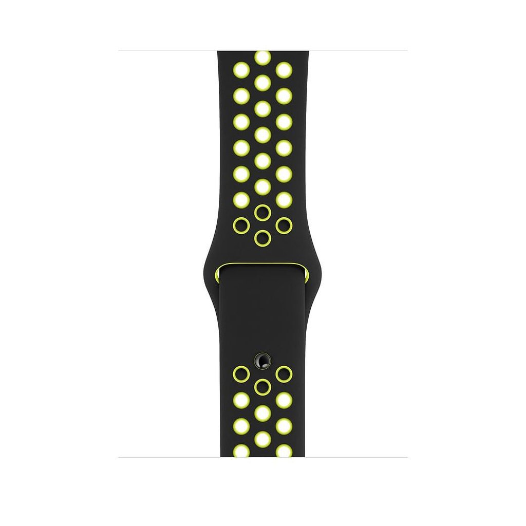 black volt silicone watch strap for apple watch series 11 42mm 46mm with perforated holes for breathing while running and active sports
