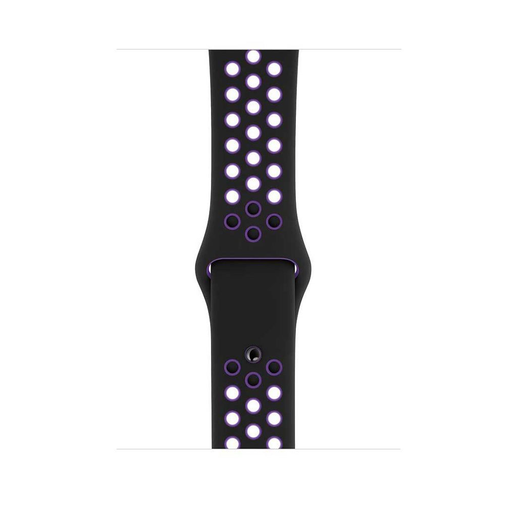 black purple silicone watch strap for apple watch series 11 42mm 46mm with perforated holes for breathing while running and active sports