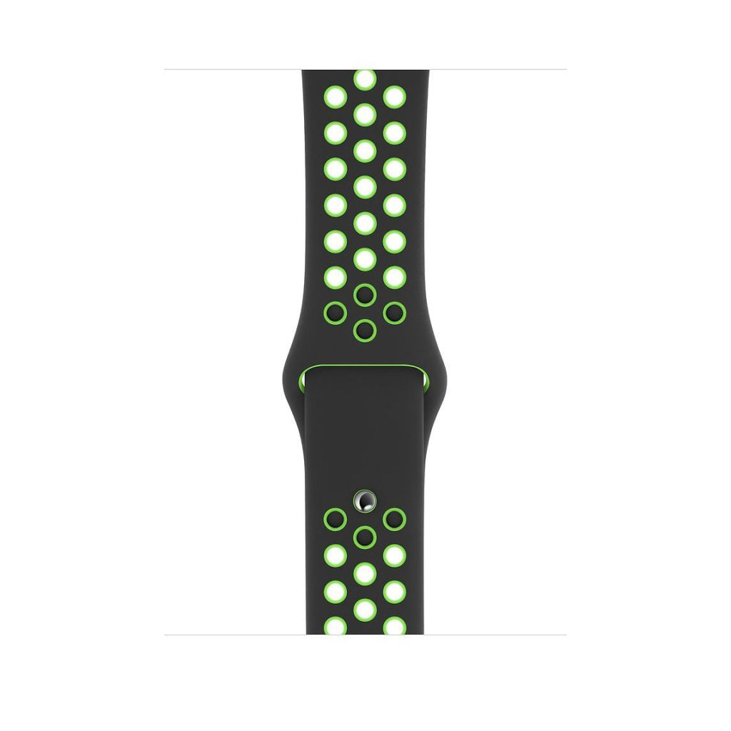 black green silicone watch strap for apple watch series 11 42mm 46mm with perforated holes for breathing while running and active sports