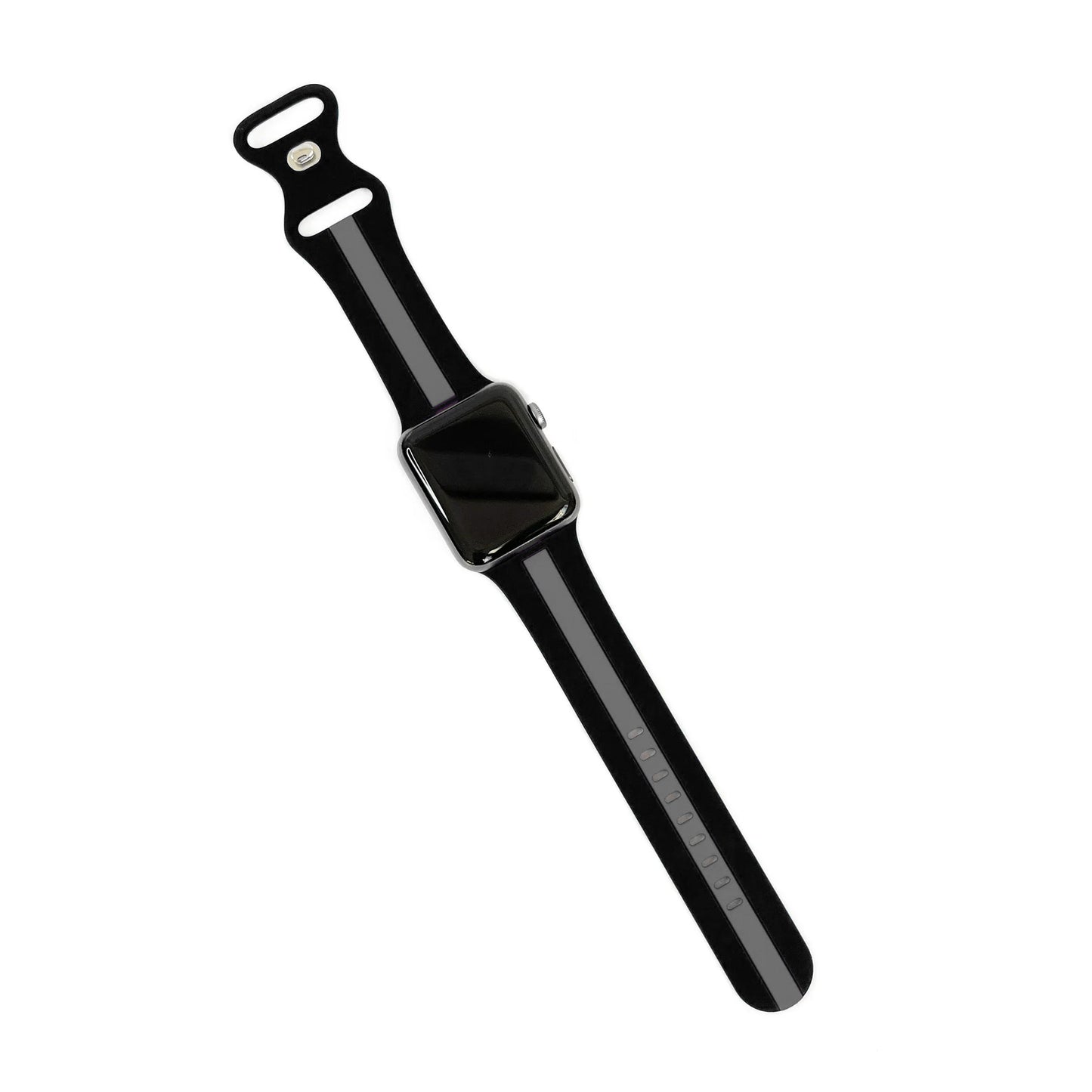 A black and grey two colour silicon sport strap for apple watch series 9 41mm