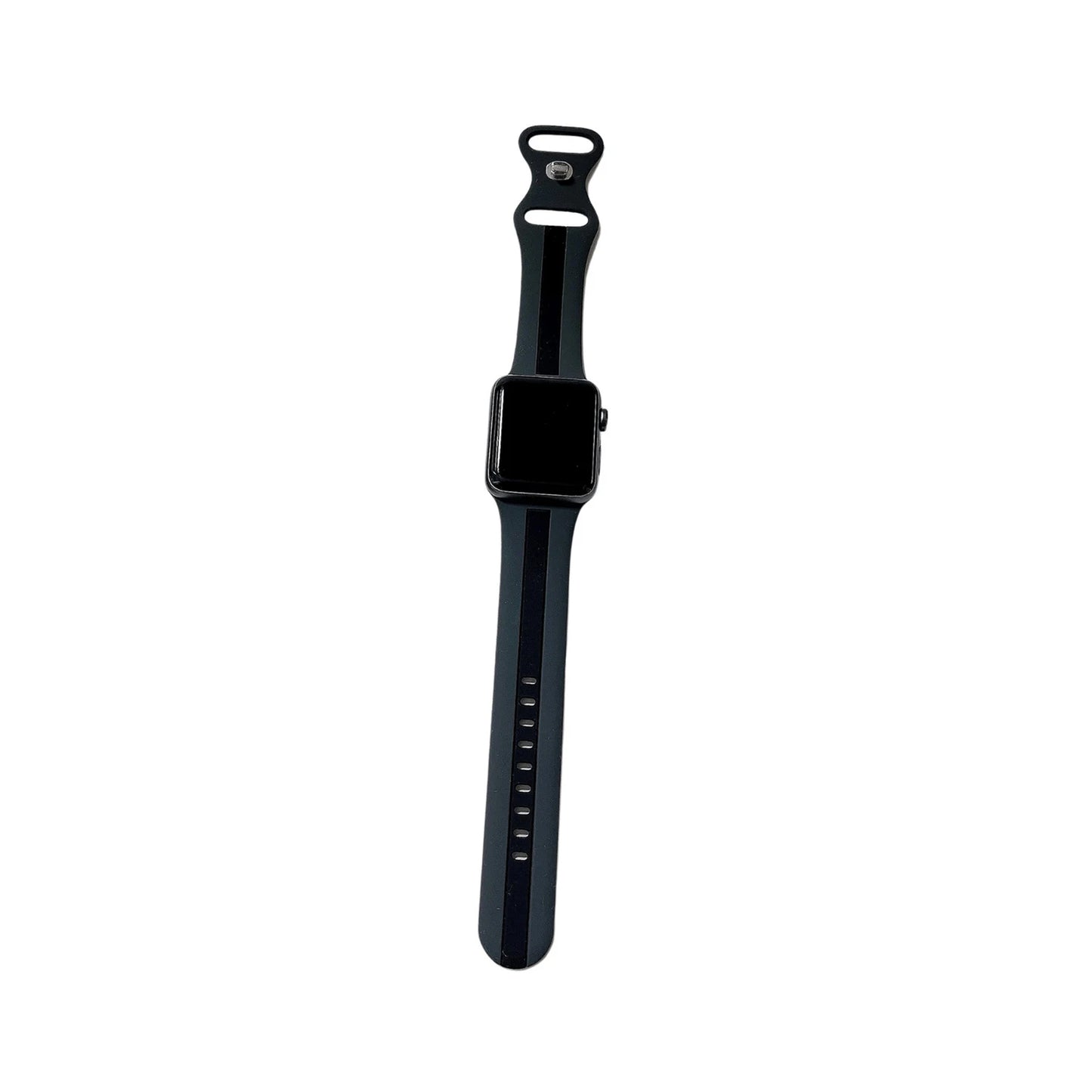 A grey and black two colour silicon sport strap for apple watch series 9 41mm
