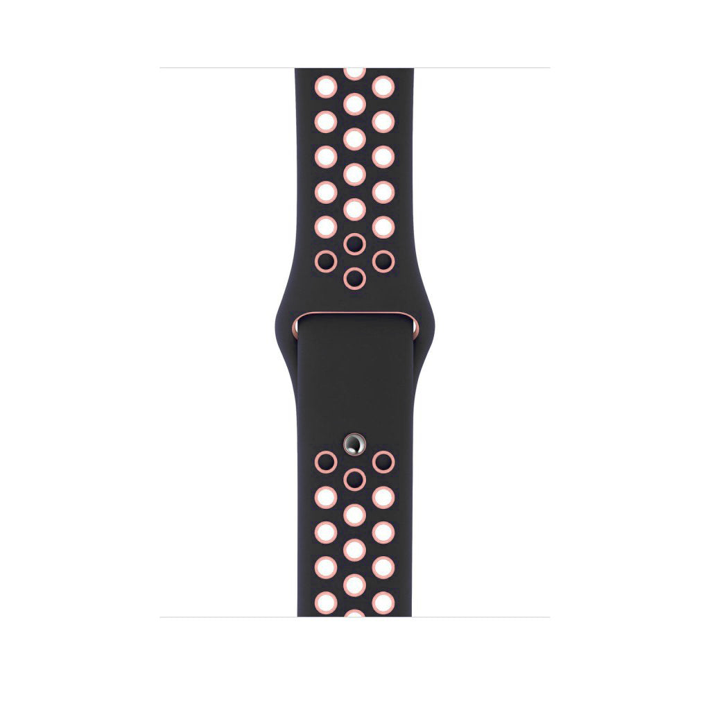 black pink silicone watch strap for apple watch series 11 42mm 46mm with perforated holes for breathing while running and active sports