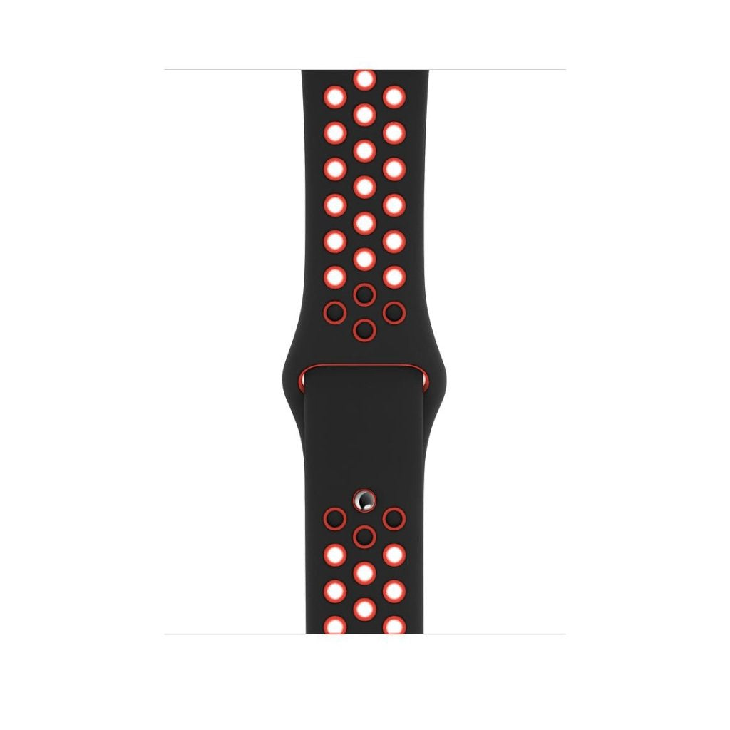 black red silicone watch strap for apple watch series 11 42mm 46mm with perforated holes for breathing while running and active sports