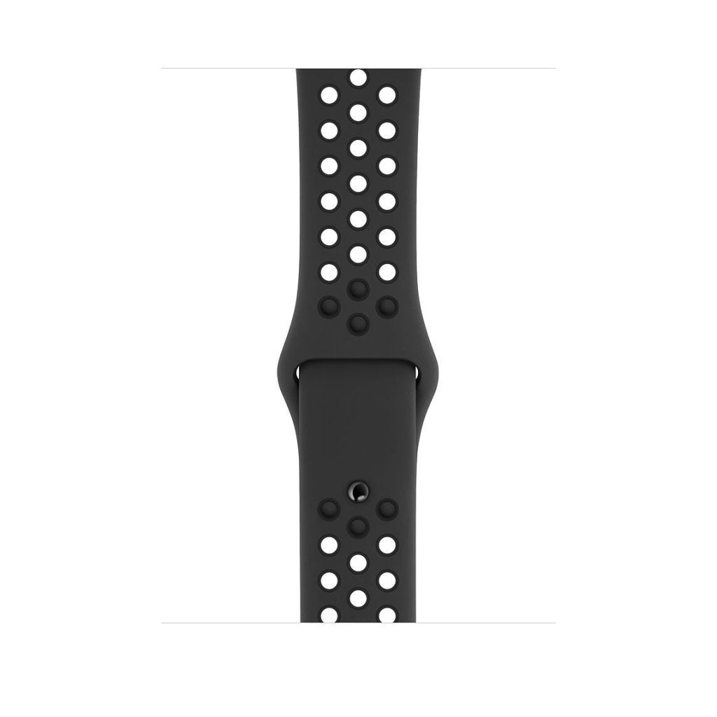 black silicone watch strap for apple watch series 11 42mm 46mm with perforated holes for breathing while running and active sports