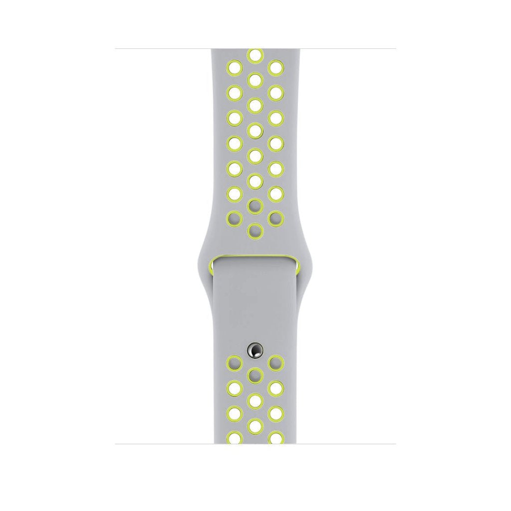 grey volt yellow silicone watch strap for apple watch series 11 42mm 46mm with perforated holes for breathing while running and active sports