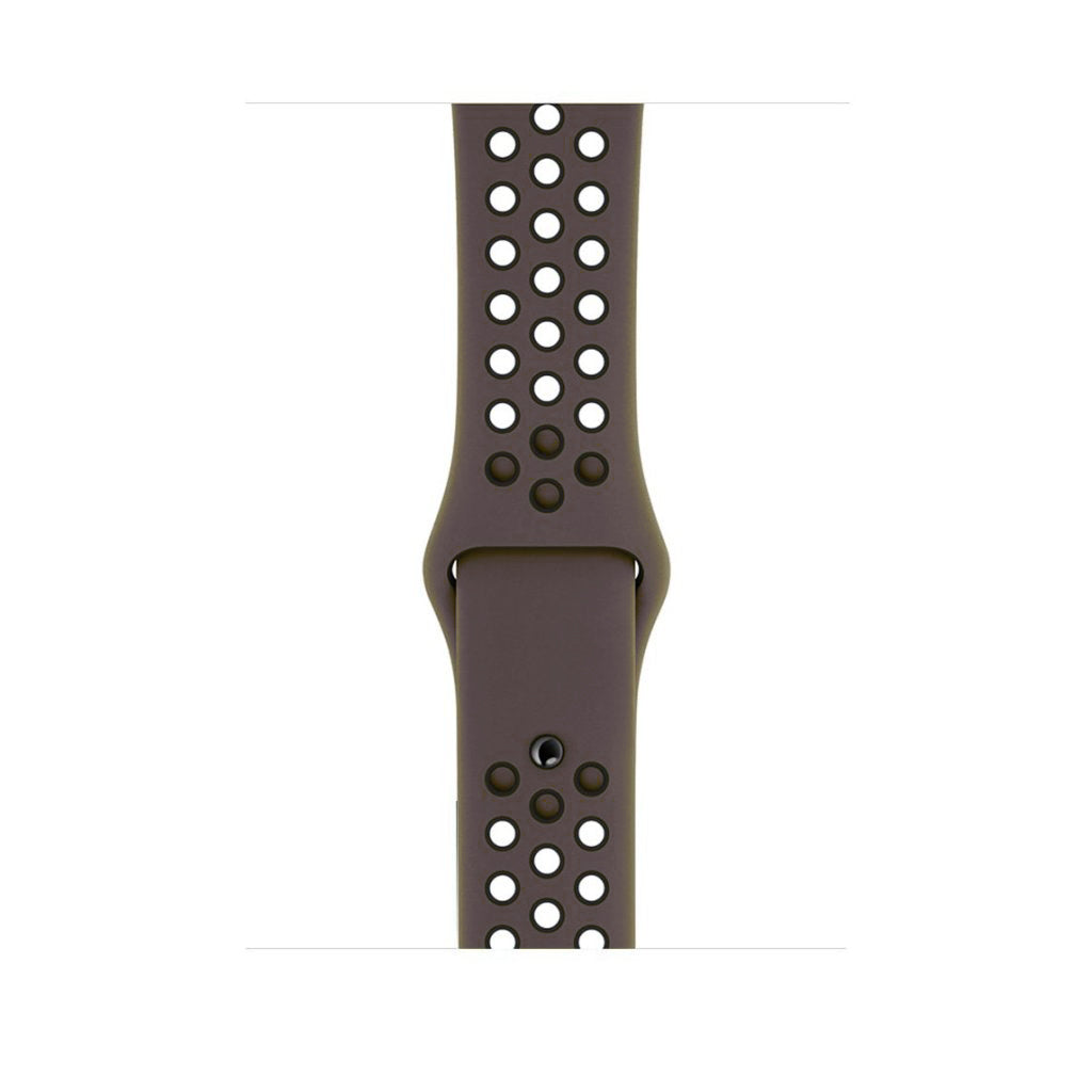 dark brown silicone watch strap for apple watch series 11 42mm 46mm with perforated holes for breathing while running and active sports