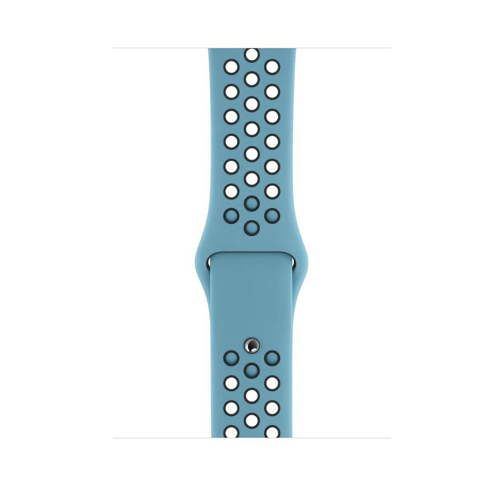 feather blue silicone watch strap for apple watch series 11 42mm 46mm with perforated holes for breathing while running and active sports