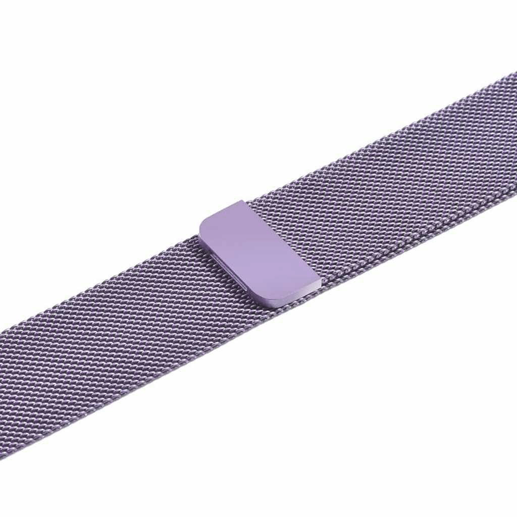 A lavender colour stainless steel milanese watch strap for the latest apple watch