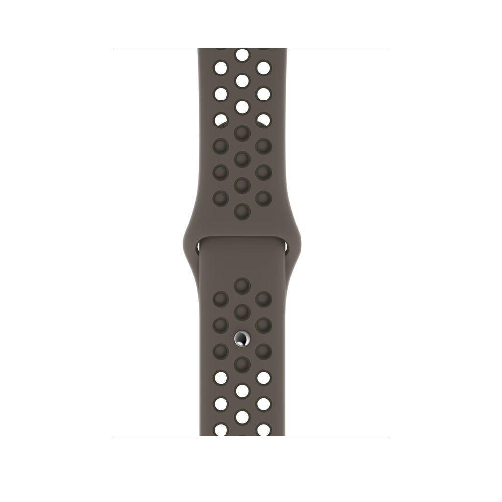 light brown green silicone watch strap for apple watch series 11 42mm 46mm with perforated holes for breathing while running and active sports