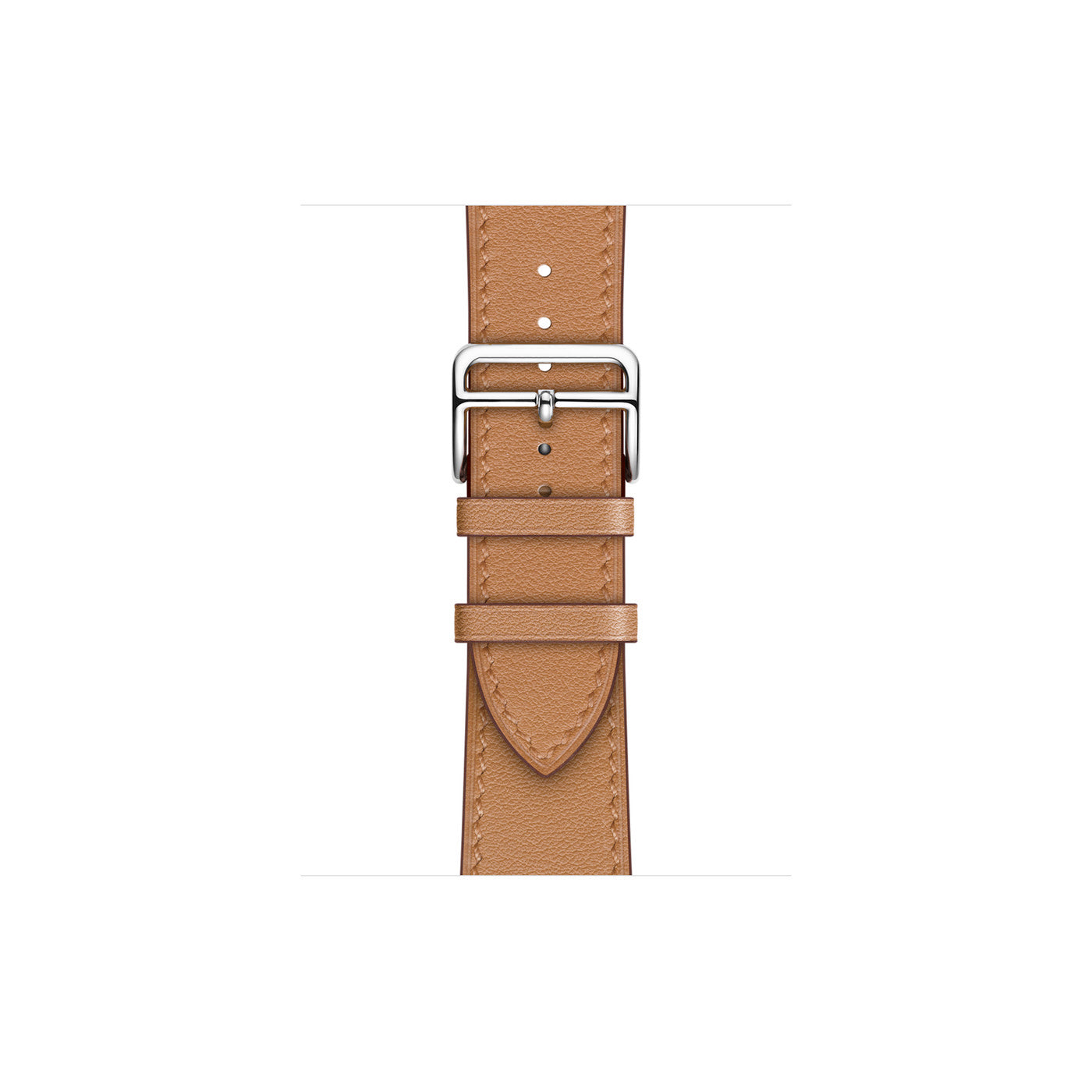 A light brown colour genuine leather single tour watch strap on an apple watch series 8