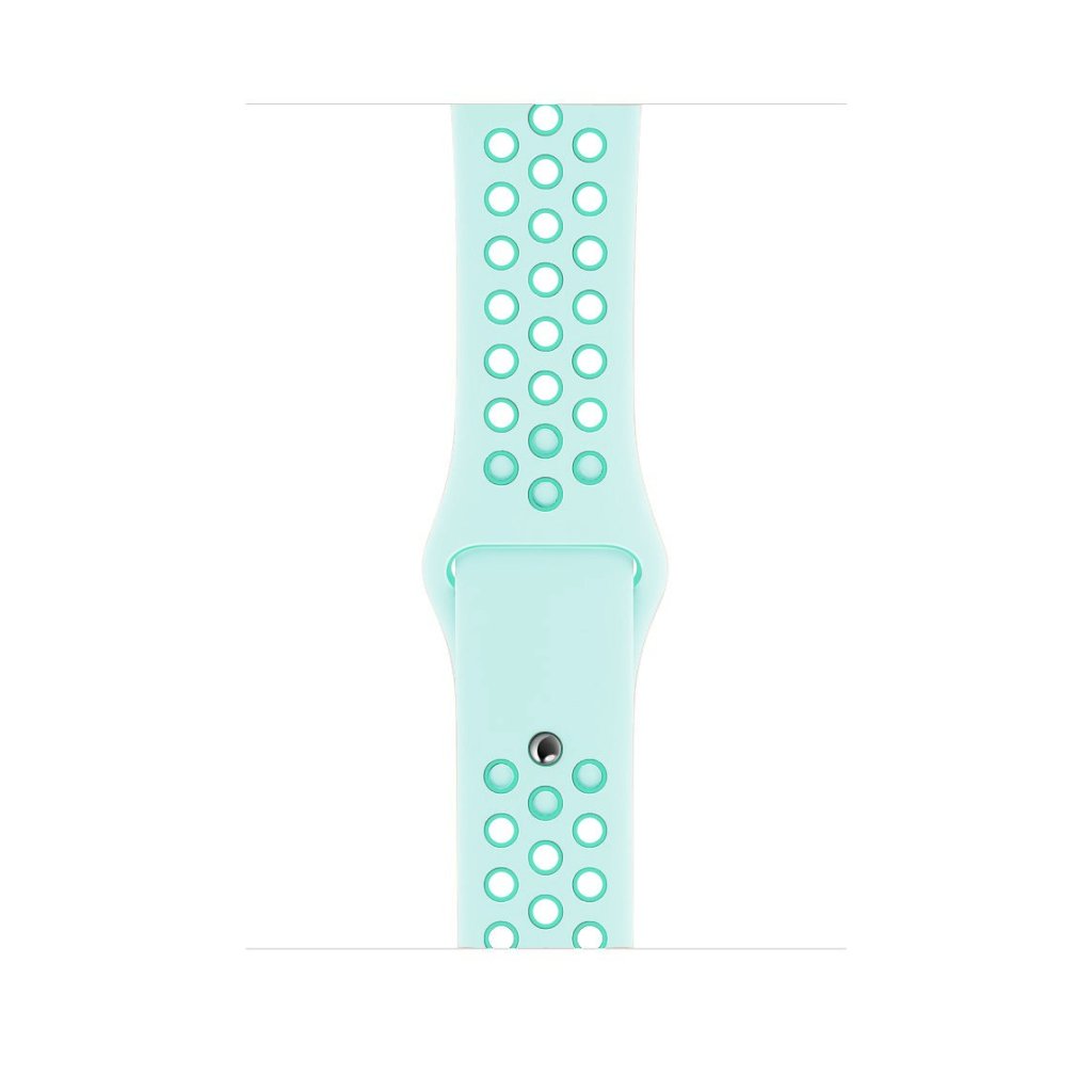 tropical green silicone watch strap for apple watch series 11 42mm 46mm with perforated holes for breathing while running and active sports