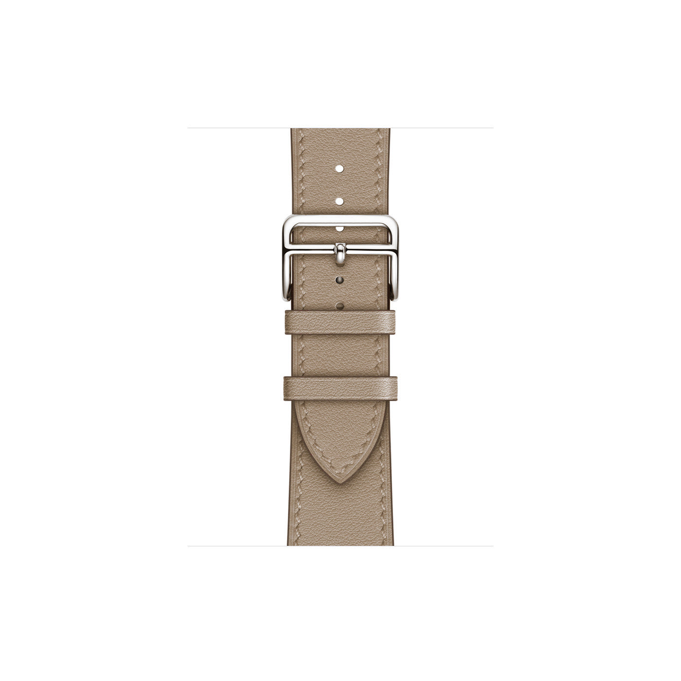 A light grey colour genuine leather single tour watch strap on an apple watch series 8