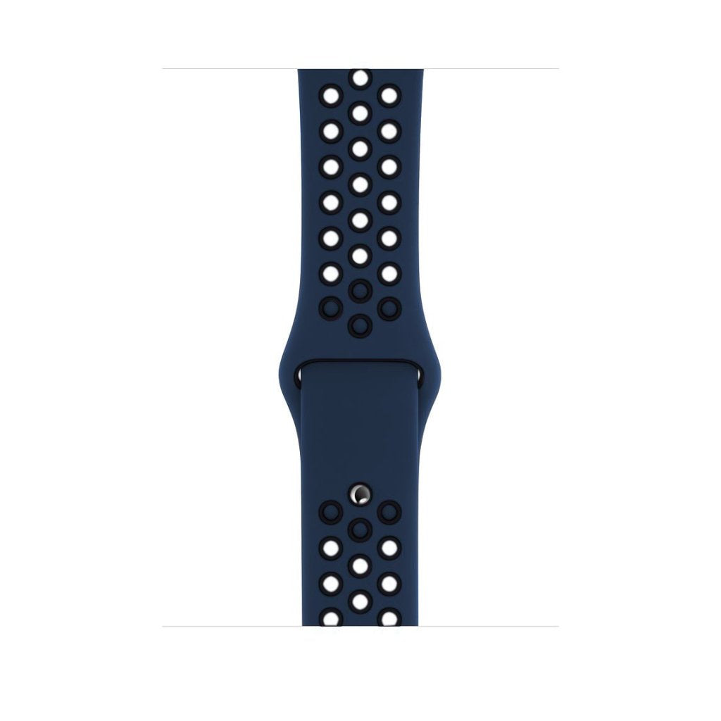 midnight black colour silicone watch strap for apple watch series 11 42mm 46mm with perforated holes for breathing while running and active sports