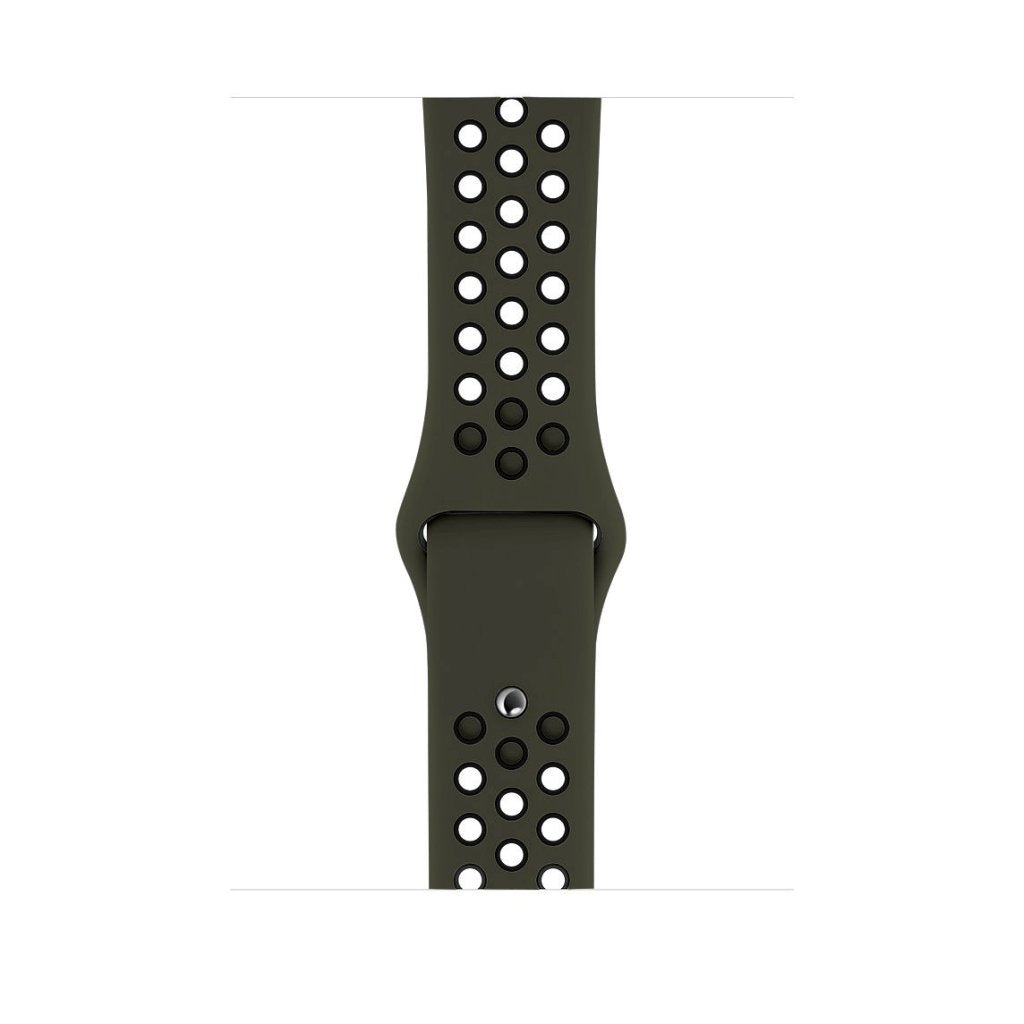 army green colour silicone watch strap for apple watch series 11 42mm 46mm with perforated holes for breathing while running and active sports