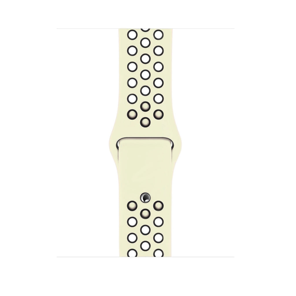 pastel yellow black silicone watch strap for apple watch series 11 42mm 46mm with perforated holes for breathing while running and active sports