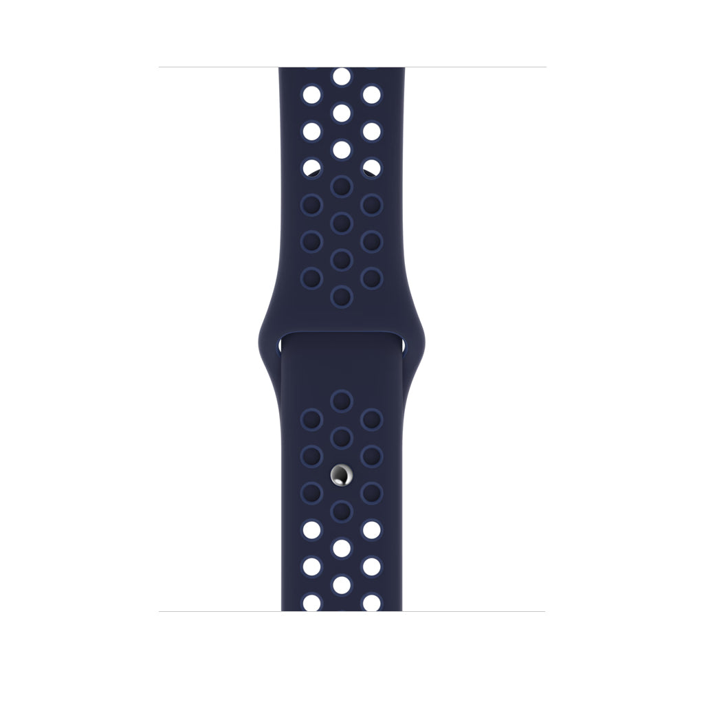 navy blue silicone watch strap for apple watch series 11 42mm 46mm with perforated holes for breathing while running and active sports