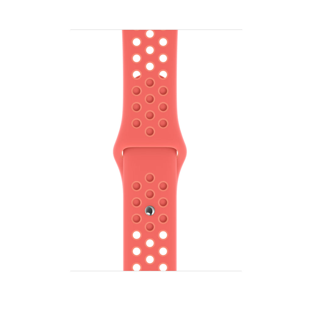 orange pink silicone watch strap for apple watch series 11 42mm 46mm with perforated holes for breathing while running and active sports