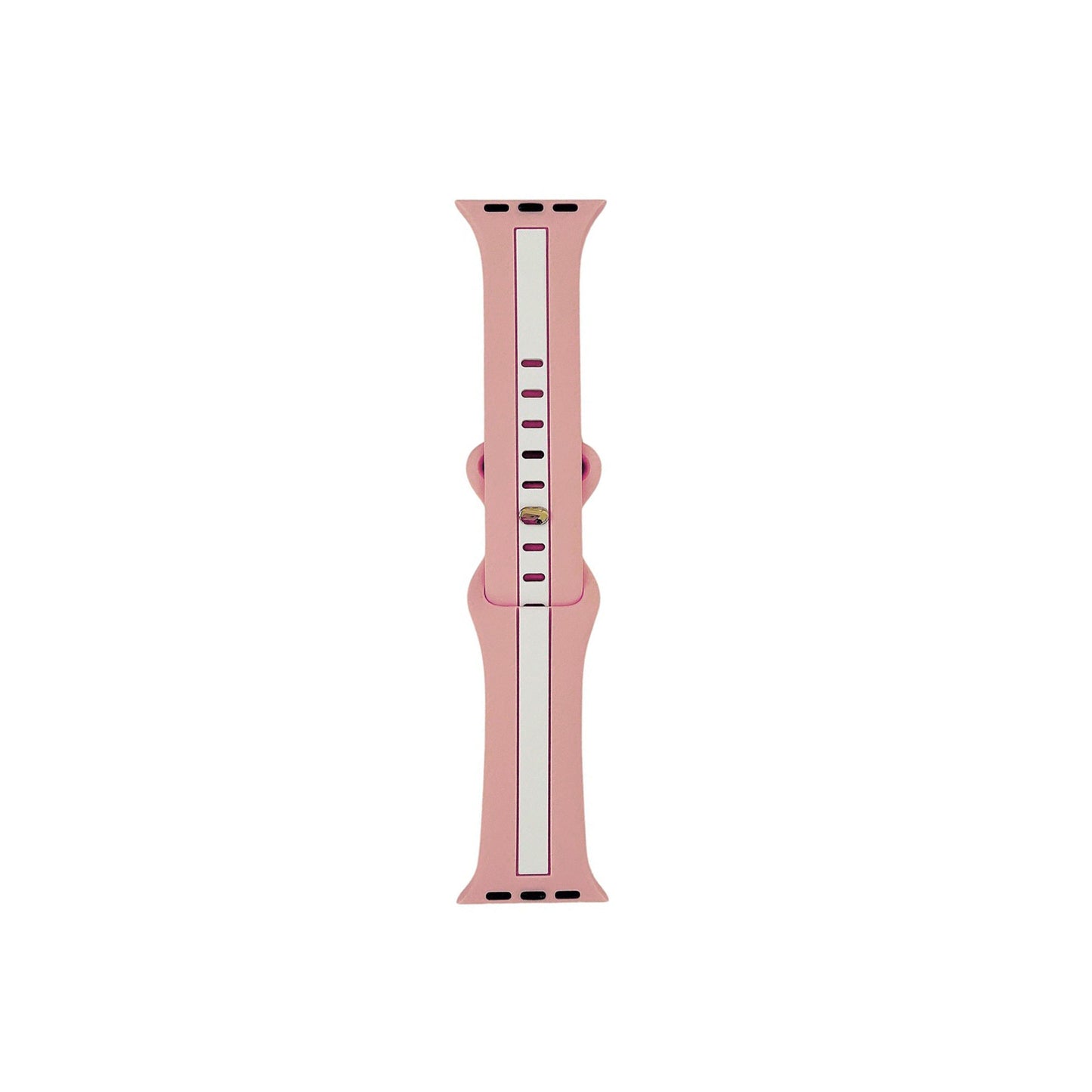 A pink and white two colour silicon sport strap for apple watch series 9 41mm