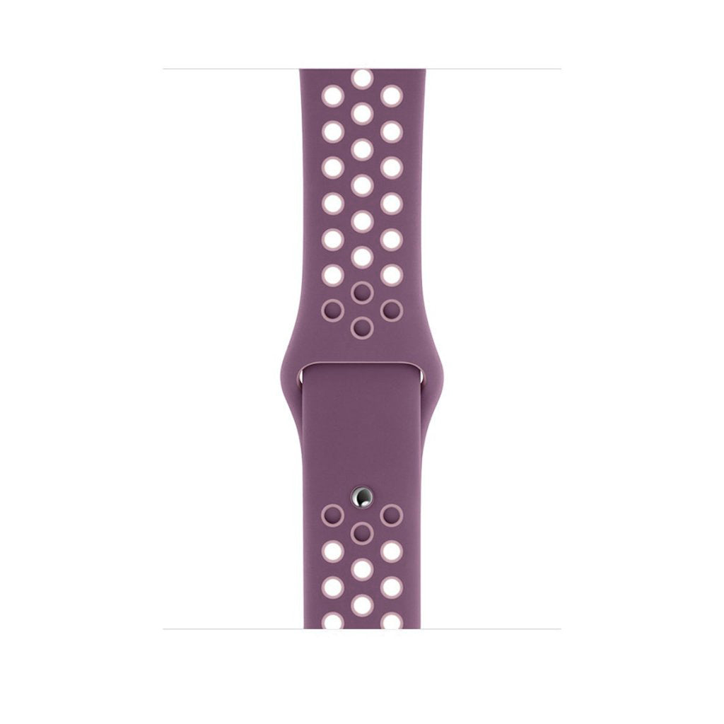 purple plum pink silicone watch strap for apple watch series 11 42mm 46mm with perforated holes for breathing while running and active sports