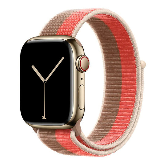 pink tan yellow nylon sport loop watch band for apple watch series 10 42mm and 45mm and ultra 2 made from woven nylon