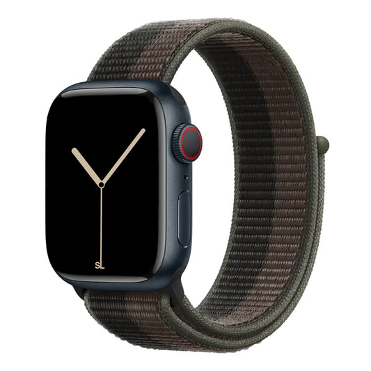 dark grey nylon sport loop watch band for apple watch series 10 42mm and 45mm and ultra 2 made from woven nylon