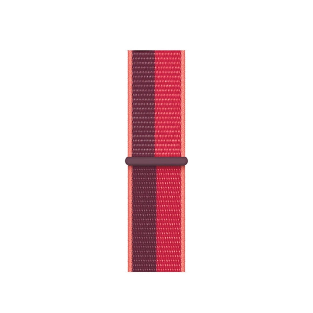 dark red nylon sport loop watch band for apple watch series 10 42mm and 45mm and ultra 2 made from woven nylon
