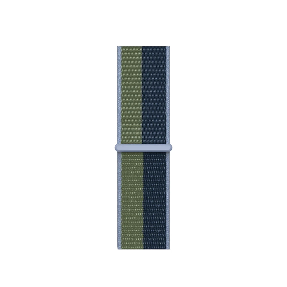 blue army green yellow nylon sport loop watch band for apple watch series 10 42mm and 45mm and ultra 2 made from woven nylon