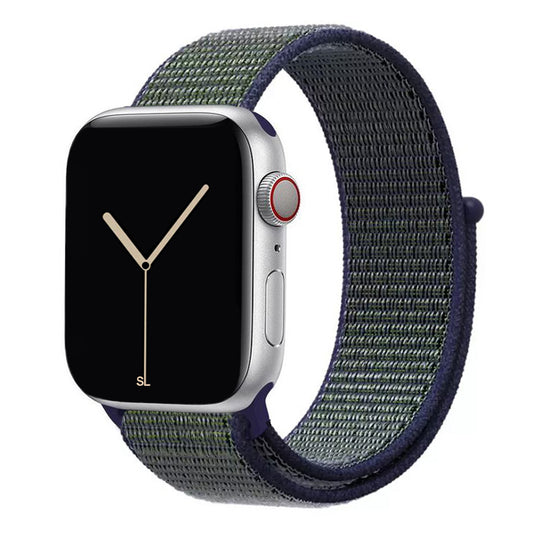 midnight green nylon sport loop watch band for apple watch series 10 42mm and 45mm and ultra 2 made from woven nylon