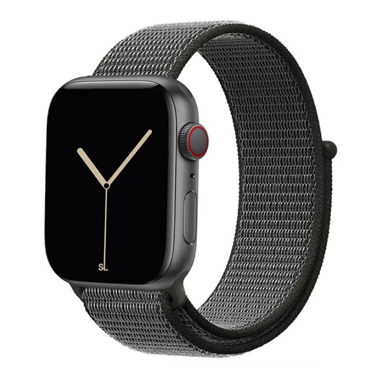 dark olive nylon sport loop watch band for apple watch series 10 42mm and 45mm and ultra 2 made from woven nylon