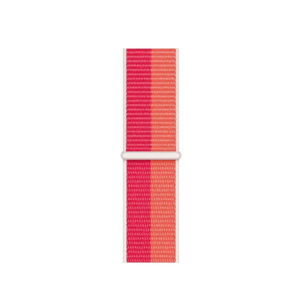 pink orange nylon sport loop watch band for apple watch series 10 42mm and 45mm and ultra 2 made from woven nylon