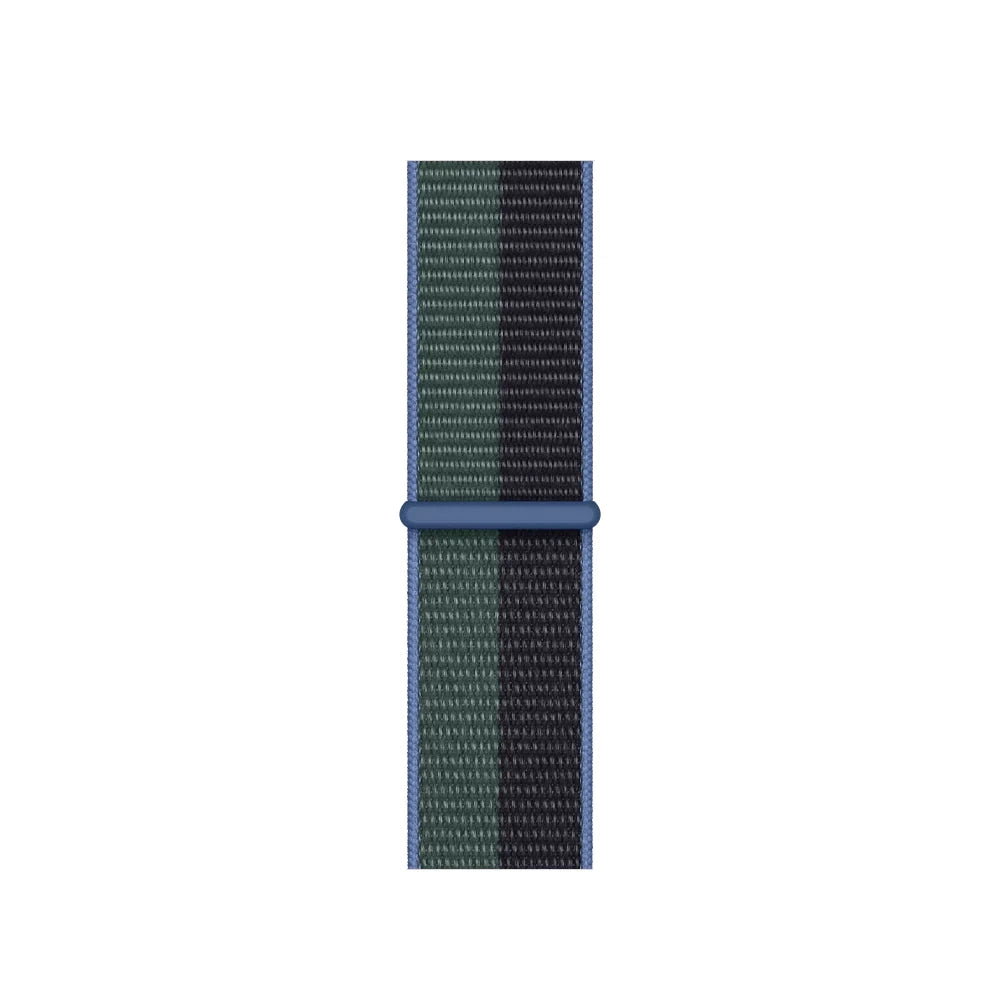 blue green yellow nylon sport loop watch band for apple watch series 10 42mm and 45mm and ultra 2 made from woven nylon