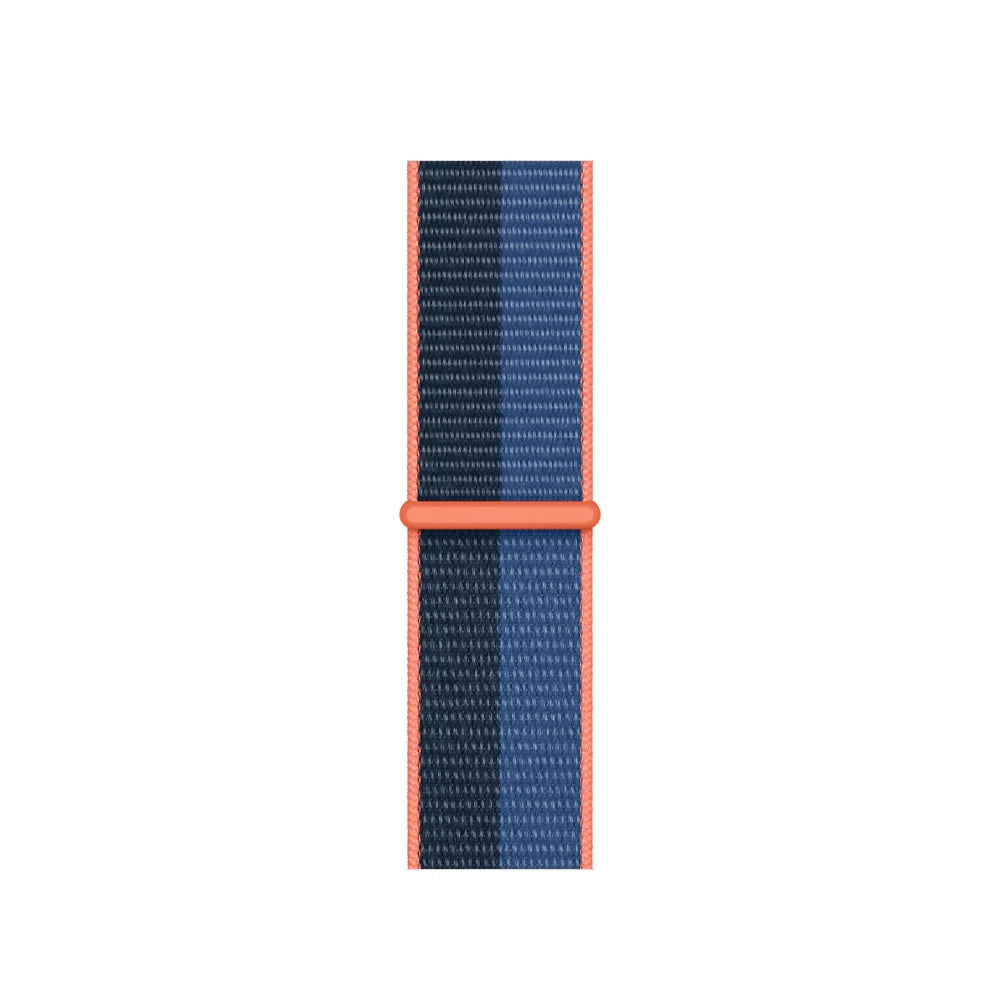 orange blue nylon sport loop watch band for apple watch series 10 42mm and 45mm and ultra 2 made from woven nylon