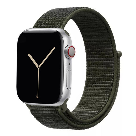 cargo khaki nylon sport loop watch band for apple watch series 10 42mm and 45mm and ultra 2 made from woven nylon