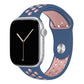 blue pink silicone watch strap for apple watch series 11 42mm 46mm with perforated holes for breathing while running and active sports
