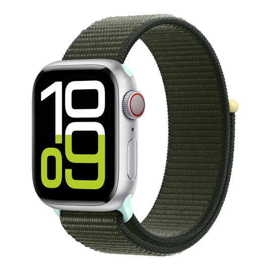 New style cypress green sport loop watch band for apple watch series 10 42mm and 45mm and ultra 2 made from woven nylon